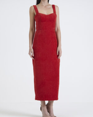 VESTIDO TWEED CANELADO VERMELHO SPARKL