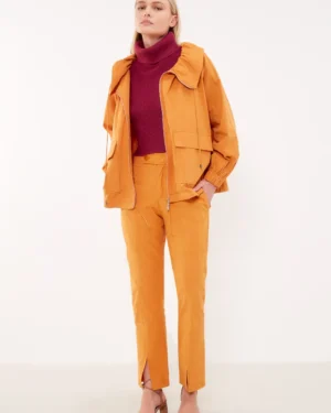 CALCA RETA CASUAL C/ FENDA LARANJA CARROT