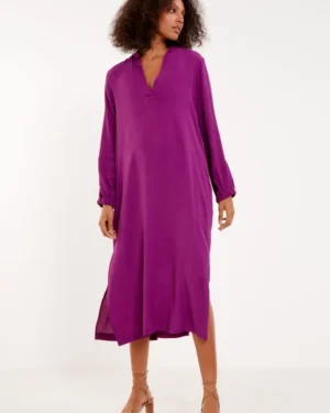 VESTIDO CHEMISE UNICOLOR VINHO BETERRABA