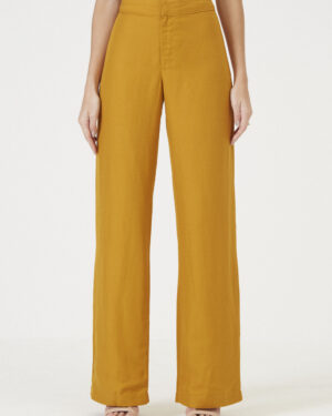CALÇA ALFAIATARIA AMPLA LINHO AMARELO SWIFT