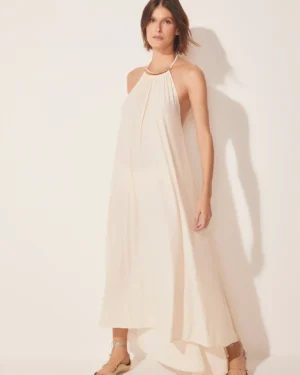 VESTIDO OFF WHITE LONGO FRENTE ÚNICA PLAYA