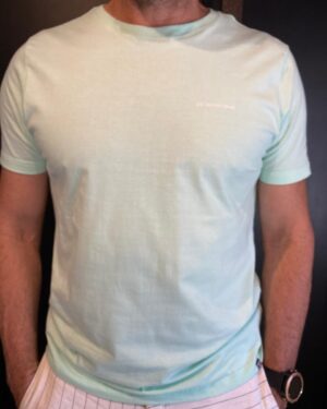 CAMISETA ALGODAO BASICA LOGO TURQUESA-JAB