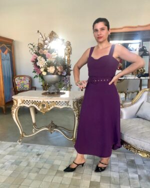 VESTIDO MIDI CREPE ROXO