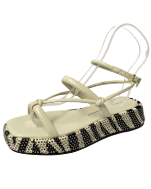 SANDÁLIA FLATFORM ZEBRA OFF WHITE BRULÉE HOTFIX