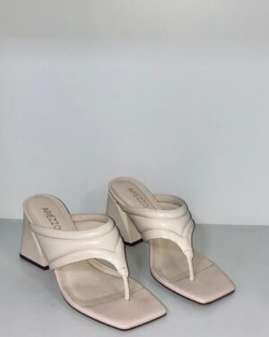 SANDÁLIA TAMANCO SALTO MÉDIO COUROS BRANCO NAPPA CAPRA OFF WHITE