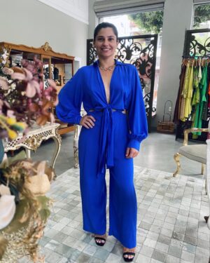 MACACÃO SEDA AMARRAÇÃO AZUL CANNE