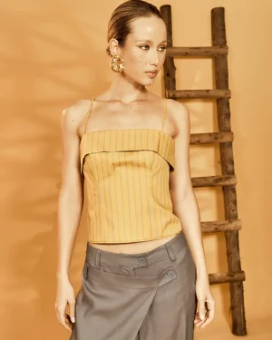 BLUSA LISTADA COM DOBRA