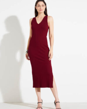 VESTIDO CANELADO BORDO BLOODSTONE