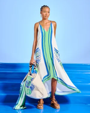 VESTIDO LONGO DECOTE V ESTAMPADO