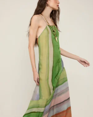VESTIDO GEORGETTE EST LISTRA FOX