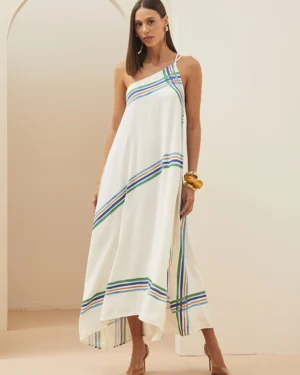 VESTIDO MIDI FLUIDO ASSIMETRICO ESTAMPADO