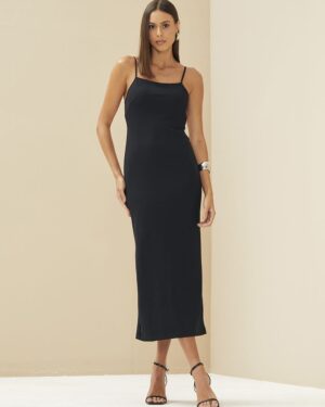VESTIDO MIDI FORUM PRETO