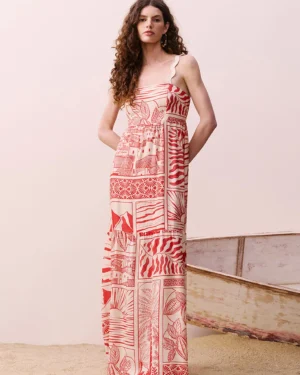 VESTIDO LONGO SIANINHA ESTAMAPDO SANTAREM