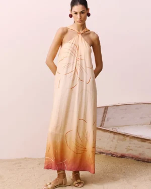 VESTIDO MIDI ESTAMPADO PEROLA DO TAPAJOS