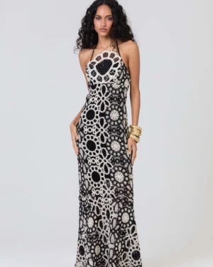 VESTIDO L'CECCI LONGO SLIM ESTAMPADO