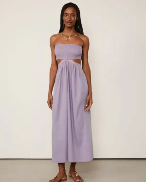 VESTIDO ANIMALE DE ALGODAO LISTRADO SEM ALCA