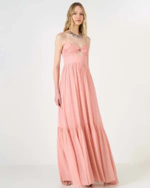 VESTIDO L'CECCI FLUIDO COM SAIA EM CAMADAS