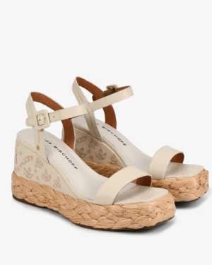 SANDALIA ANABELA OFF WHITE BRULEE CORDAS COURO