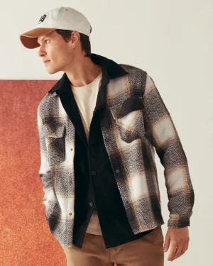 JAQUETA OVER SHIRT XADREZ CHEVRON PRETO