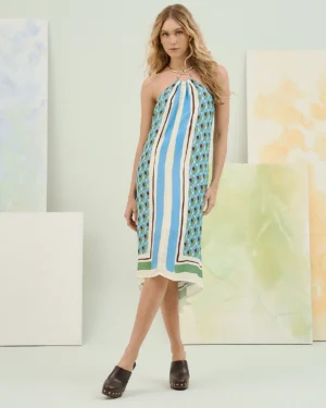 VESTIDO MIDI FRENTE ÚNICA ESTAMPADO