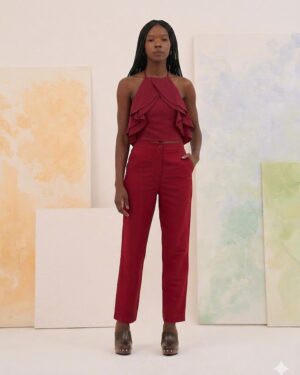 COORDENADO BLUSA/CALÇA LINHO BORDÔ DOURO