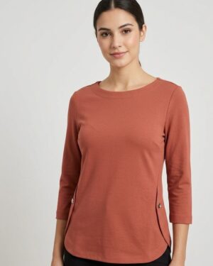 BLUSA BOTOES IRREGULARES AMARRAS LARANJA FOLHADA