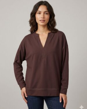 BLUSA PESPONTO MARROM AMARRAS
