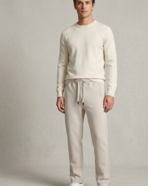 CALÇA MOLETOM MASCULINA PIQUET AREIA