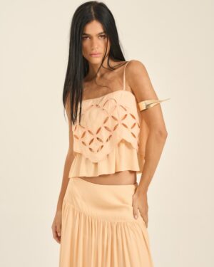 BLUSA ISY LINHO BORDADA LARANJA FRAICHE