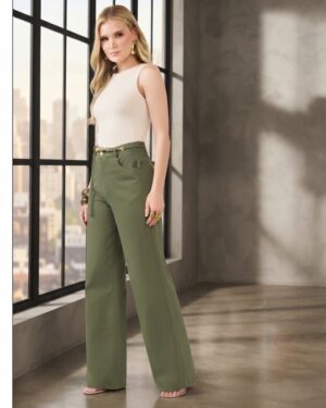 CALÇA WIDE LEG VERDE ESMERALDA