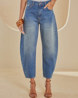 CALÇA JEANS BARREL CROPPED