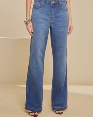 CALÇA JEANS ESTONADA MEDIA RAQUEL WIDE LEG