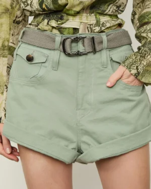SHORT DE SARJA CINTURA ALTA SPRAY