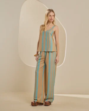 COORDENADO CALÇA/BLUSA LISTRA ESTAMPADO