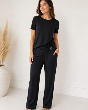 COORDENADO CALÇA/BLUSA JERSEY PRETO
