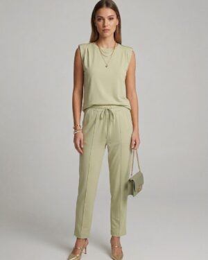 COORDENADO CALÇA/BLUSA VISCO RIB VERDE MARE