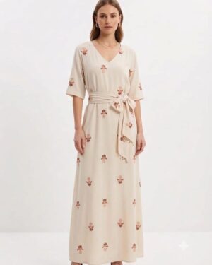 VESTIDO LUCIDEZ BORDADO BEGE
