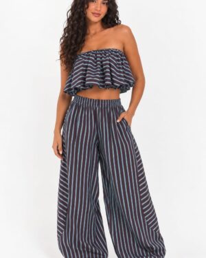 COORDENADO ALGODAO CALÇA/TOP LISTRADO